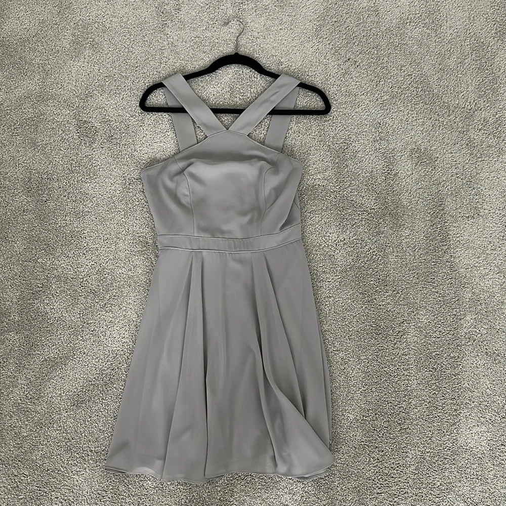 LULUS: Gray Skater Dress - Picture 3 of 8